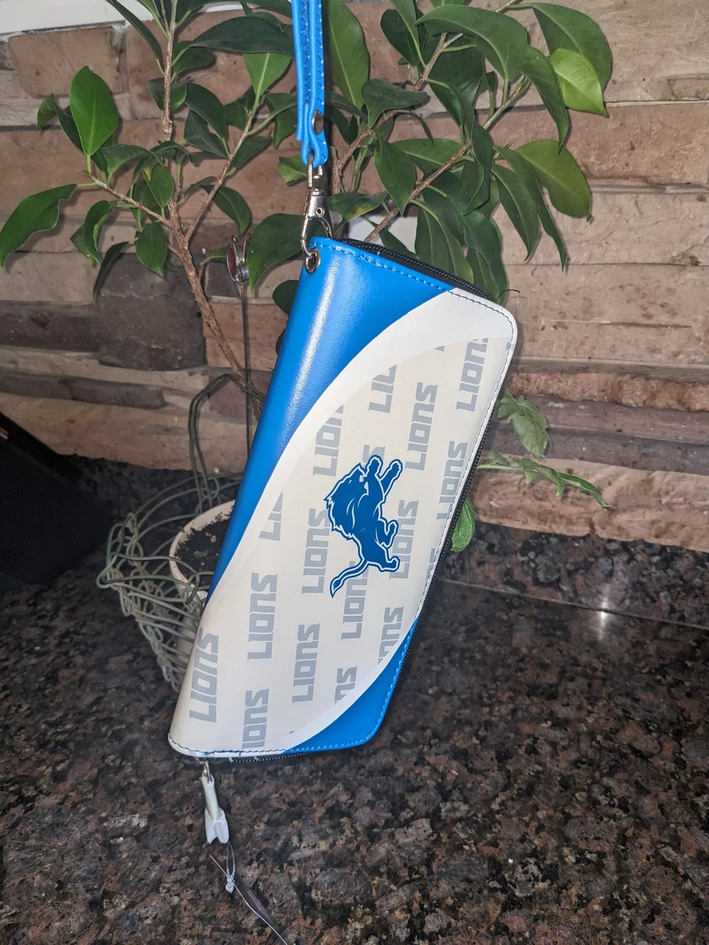 NFL Detroit Lions Black and Silver Zip Wristlet Organizer